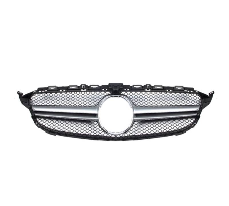 Frontgrill Für Benz C-Klasse W205 2014-2018 Autozubehör Frontgrill Mittelnetz Grills Montage Rahmenabdeckung Dekorationsteile Auto-Kühlergrill(with Camera Silver B) von NAUTIG