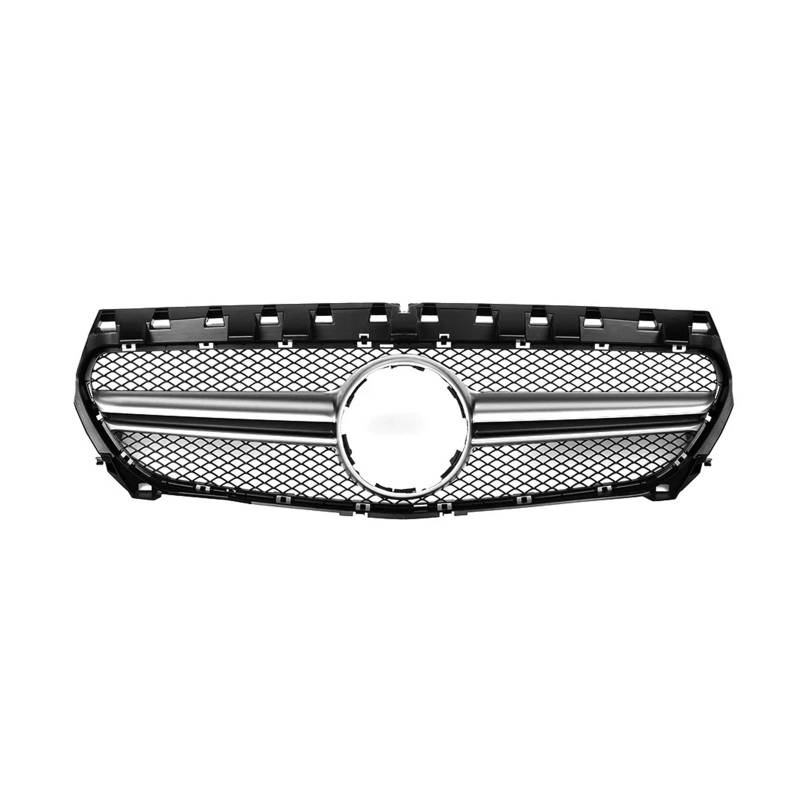 Frontgrill Für Benz CLA-Klasse W117 C117 X117 2013-2019, Kühlergrill Im AMG-Stil, Glänzend Schwarz, Stoßstangengrill Im Chrom-Schwarz-Diamant-Stil Auto-Kühlergrill(AMG-Silver) von NAUTIG