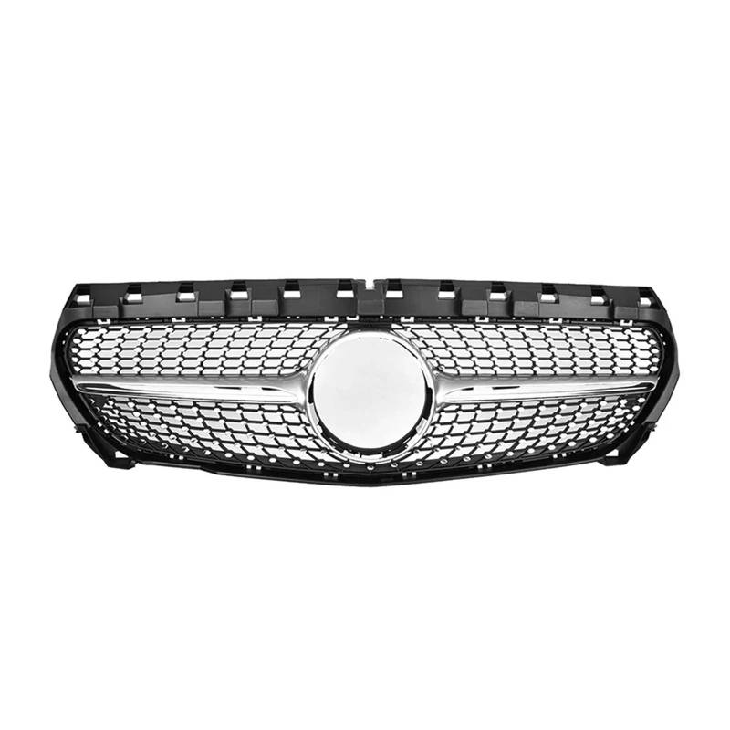 Frontgrill Für Benz CLA-Klasse W117 C117 X117 2013-2019, Kühlergrill Im AMG-Stil, Glänzend Schwarz, Stoßstangengrill Im Chrom-Schwarz-Diamant-Stil Auto-Kühlergrill(Diamonds-Silver) von NAUTIG