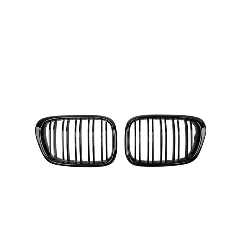 Frontgrill Für E39 5 Series 525 528 1999 2000-2004 Auto Vorderen Stoßfänger Nierengrill Dual Lamellenlinie Glänzend Matt Schwarz Grill Ersatzteil Auto-Kühlergrill(Glossy Black) von NAUTIG