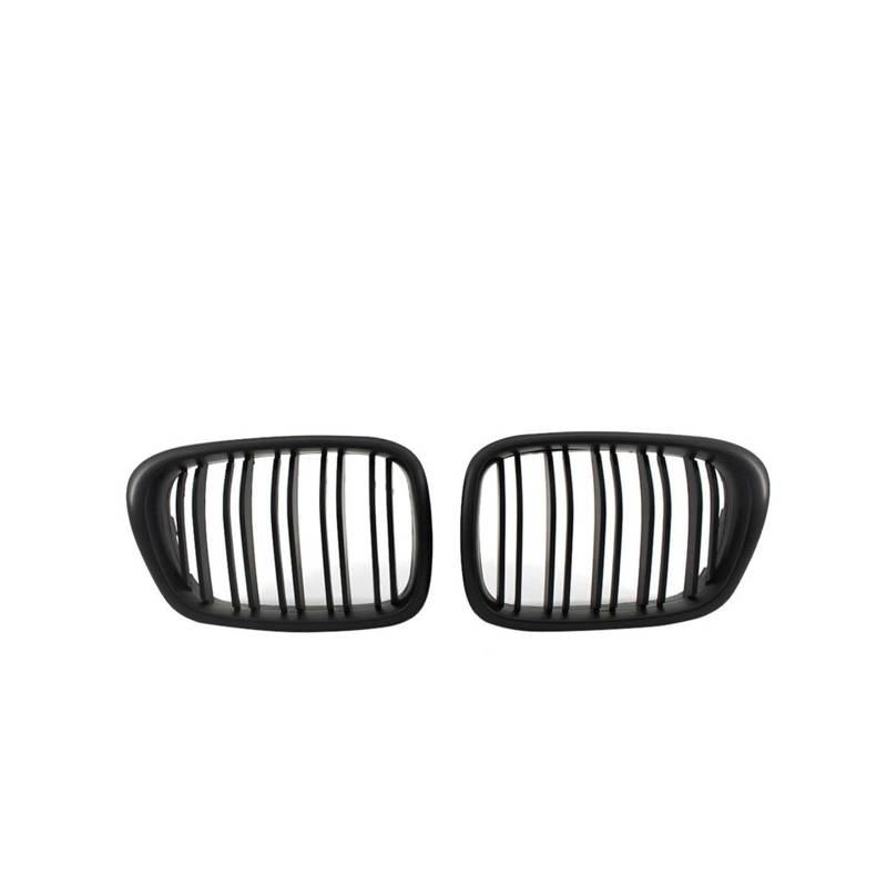 Frontgrill Für E39 5 Series 525 528 1999 2000-2004 Auto Vorderen Stoßfänger Nierengrill Dual Lamellenlinie Glänzend Matt Schwarz Grill Ersatzteil Auto-Kühlergrill(Matt-schwarz) von NAUTIG