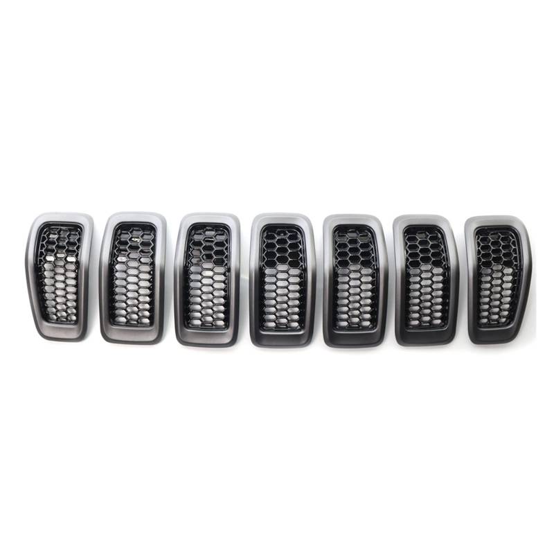 Frontgrill Für Jeep Für Cherokee 2014 2015 2016 2017 2018 Schwarz Chrom Grill Einsätze Vent Lünette Ring Outlet Außen Styling Auto-Kühlergrill(Matte Grey) von NAUTIG