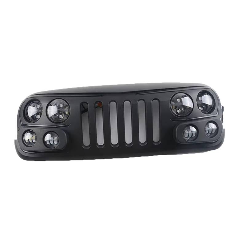 Frontgrill Für Jeep Für Wrangler JK 2007-2017 Renngrill Haubengrill ABS Mattschwarz Autoteile Frontstoßstangengitter Mit Lichterverkleidung Auto-Kühlergrill von NAUTIG