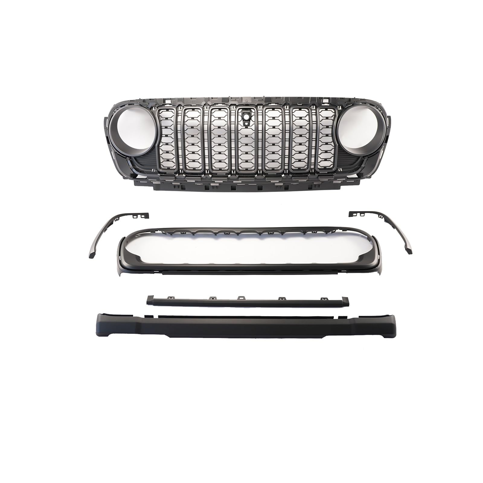 Frontgrill Für Jeep Für Wrangler JL JT 2018 2019 2020 2021 2022 2023 2024 Frontstoßstangengitter Grill Mit Kameraloch Autozubehör Mattschwarz Auto-Kühlergrill(Matt-schwarz) von NAUTIG
