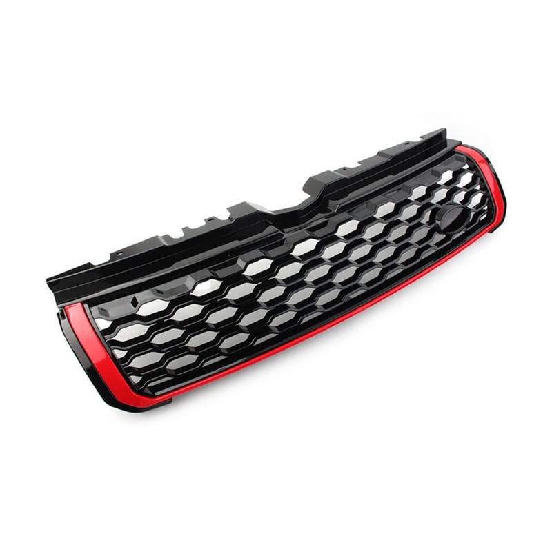 Frontgrill Für Land Für Rover Für Range Für Rover Für Evoque 2010 2011 2012 2013 2014 2015 2016 2017 2018 Schwarz Glänzender Oberer Frontgrill Mit Logo Auto-Kühlergrill(Rot) von NAUTIG