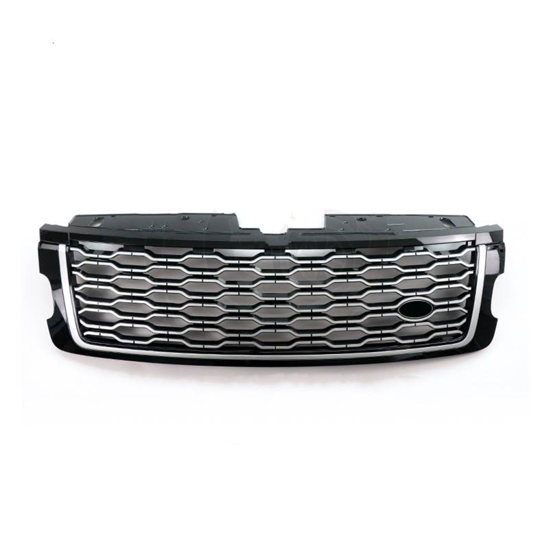 Frontgrill Für Land Für Rover Für Range Für Rover Für Vogue 2018-2022 Auto-Renngrills Frontstoßstangengrill Kühlergrill Mesh-Gitter Autozubehör Auto-Kühlergrill(Black Silver Silver) von NAUTIG
