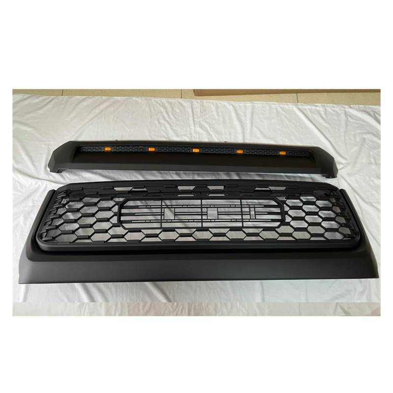 Frontgrill Für Toyota Für Tundra 2014 2015 2016 2017 2018 2019 2020 Außen Racing Grille Trim Haube Abdeckung Front Grill Streifen Licht Streifen Abdeckung Auto-Kühlergrill(White LED) von NAUTIG