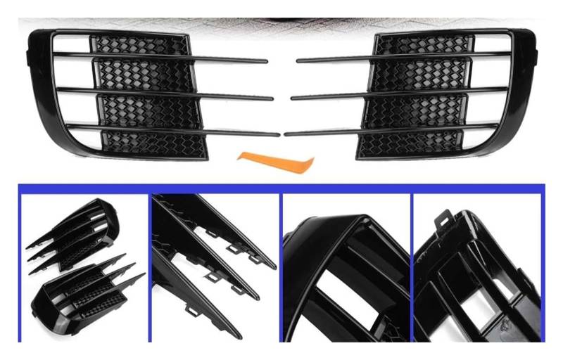 Frontgrill Für VW Für Golf 6 MK6 VI Für GTI Für GTD R R20 2008-2013 Auto Frontstoßstange Nebelscheinwerfer Kühlergrill Spoiler Nebelscheinwerfer Augenbraue Augen Auto-Kühlergrill von NAUTIG