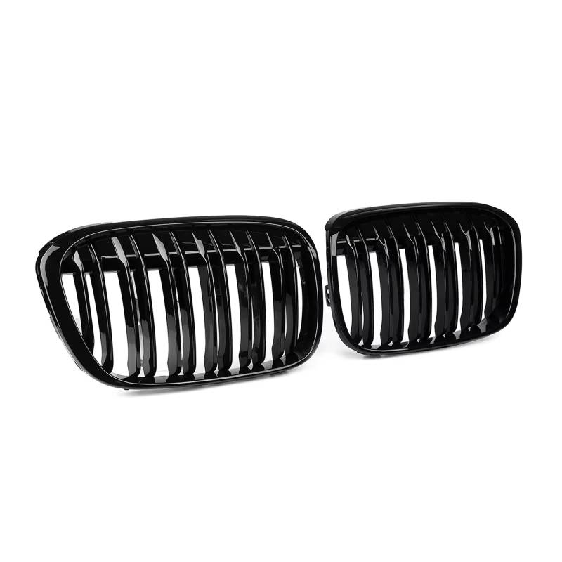 Frontgrill Für X1 F48 F49 2016 2017 2018 2019 2020 Doppellinie Auto Vorderen Stoßfänger Nierengrill Gitter Renngrill Glänzend Schwarz Auto-Kühlergrill von NAUTIG