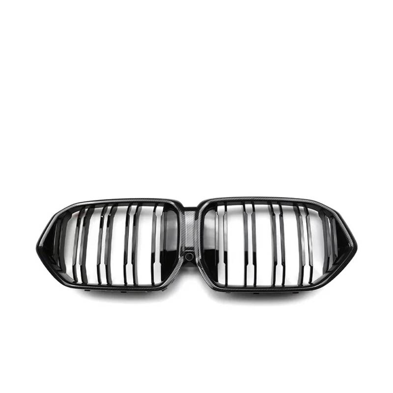 Frontgrill Für X6 Serie G06 2019-2023 Auto Vorderen Stoßfänger Nierengrill Einzel Doppellamelle ABS Ersatz Rennsportgrill Autozubehör Auto-Kühlergrill(Dual Carbon Style) von NAUTIG