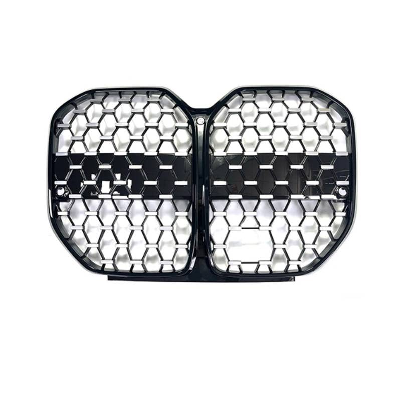 Frontgrill Glänzend Schwarzer Auto-Kühlergrill Stoßstangengrill ABS-Ersatzgrills Auto-Styling Für 4er G22 430I 2021 2022 2023 Auto-Kühlergrill(BlackSilver with Acc) von NAUTIG