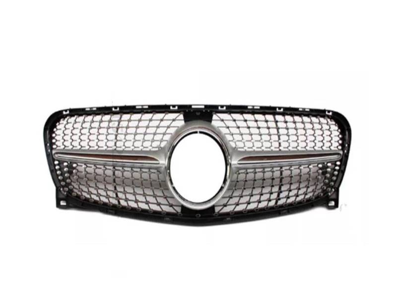 Frontgrill Kühlergrill, Rennsport-Stoßstangengrill, Sport-Modifikation Mittelhaube Netzdekoration Ersatz Für Benz GLA X156 2014 2015 2016 2017 2018 2019 Auto-Kühlergrill(14-16 Diamond Silver) von NAUTIG