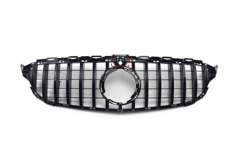 Frontgrill Kühlergrill Stoßstange Grill GT Stil Für Benz W205 S205 C205 C260 C250 C180 C200 C300 2014 2015 2016-2021 Sport Tuning Refit Auto-Kühlergrill(19-21 Black with Cam) von NAUTIG