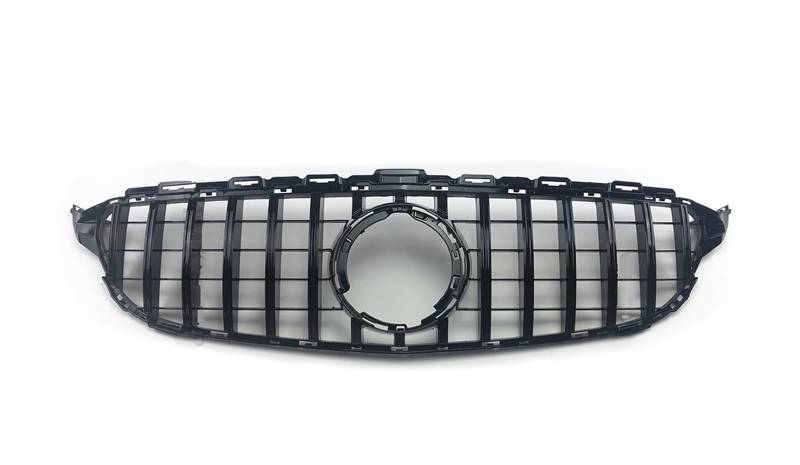 Frontgrill Kühlergrill Stoßstange Grill GT Stil Für Benz W205 S205 C205 C260 C250 C180 C200 C300 2014 2015 2016-2021 Sport Tuning Refit Auto-Kühlergrill(19-21 Glossy Black) von NAUTIG