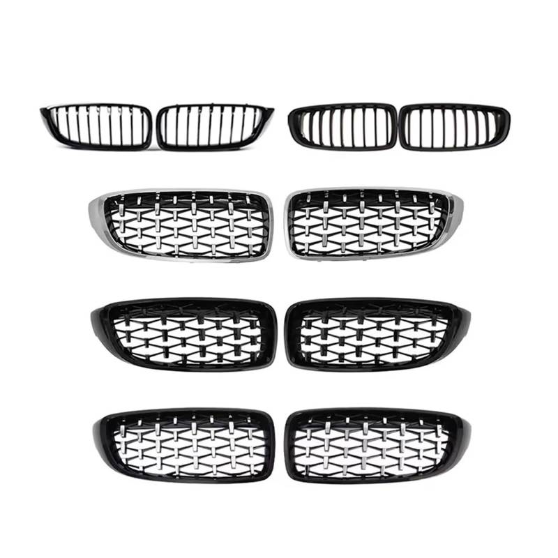 Frontgrill Leuchtend Schwarzer Nierengrill, Lamellengrill Im M4-Stil Für F32 F33 F36 F80 F82 2013–2020 Cabriolet Coupe 425i 430i 440i 435i Auto-Kühlergrill(Double-Carbon Look) von NAUTIG