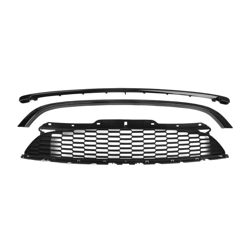 Frontgrill Schwarzer Frontstoßstangenrahmen Ziersplitter Spoiler + Oberer Kühlergrill Für Mini Für Cooper S R55 R56 R57 R58 R59 2007–2015 Im JCW-Stil Auto-Kühlergrill von NAUTIG