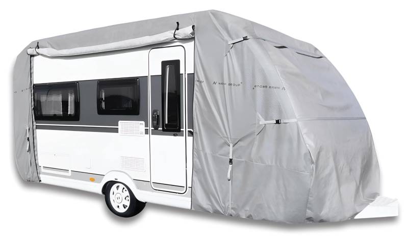 Nava Group, Wohnwagen Abdeckplane, Hochwertige Wohnmobil Schutzhülle, Abdeckplane Wohnwagen schützt vor Staub und Nässe, Wohnwagen Schutzdach, Abdeckungen in vielen Größen, 590-620 cm von NAVA GROUP