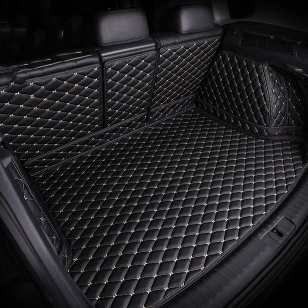 Leder Auto Kofferraummatte für Ford Kuga (CX482) Titanium/X/St Line 2019-2023 2024 Vollabdeckung Kofferraum Schutz Kofferraumwanne Zubehör,C-Black beige von NAZHPO