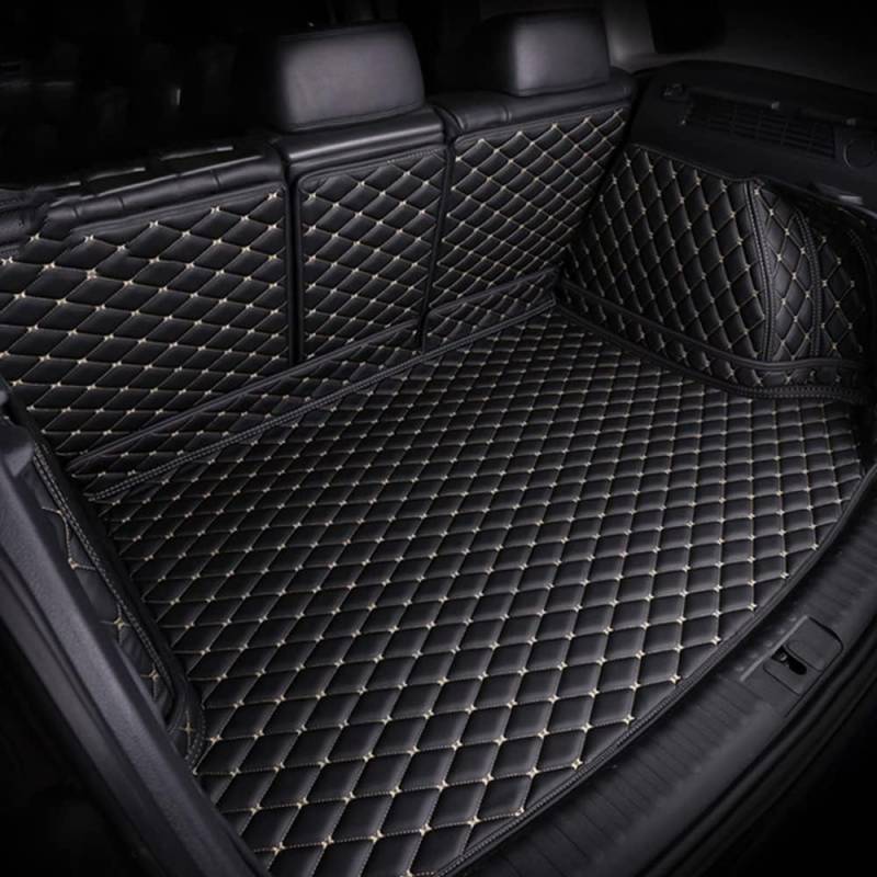 Leder Auto Kofferraummatte für Ford Kuga (CX482) Titanium/X/St Line 2019-2023 2024 Vollabdeckung Kofferraum Schutz Kofferraumwanne Zubehör,C-Black beige von NAZHPO