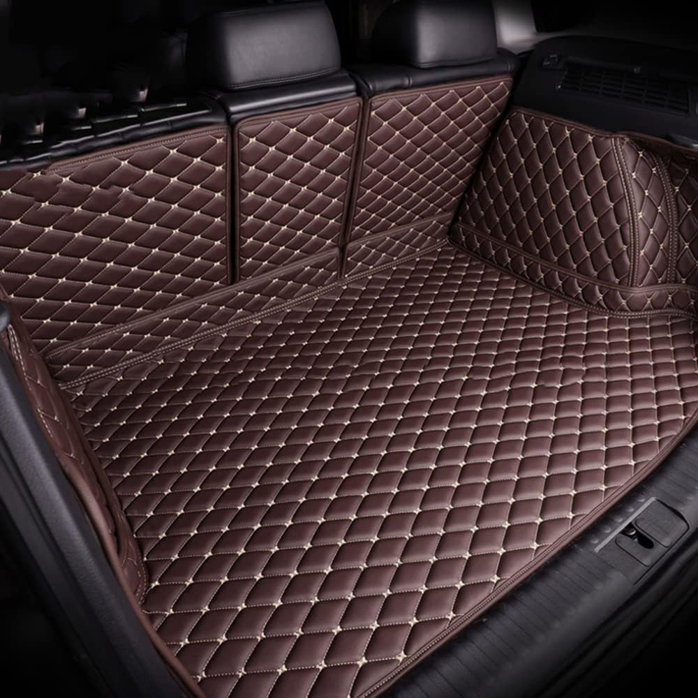 NAZHPO Leder Auto Kofferraummatte für Ford Kuga (CX482) Titanium/X/St Line 2019-2023 2024 Vollabdeckung Kofferraum Schutz Kofferraumwanne Zubehör,E-Brown von NAZHPO