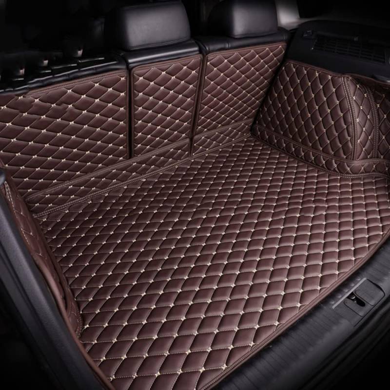 NAZHPO Leder Auto Kofferraummatte für Ford Kuga (CX482) Titanium/X/St Line 2019-2023 2024 Vollabdeckung Kofferraum Schutz Kofferraumwanne Zubehör,E-Brown von NAZHPO