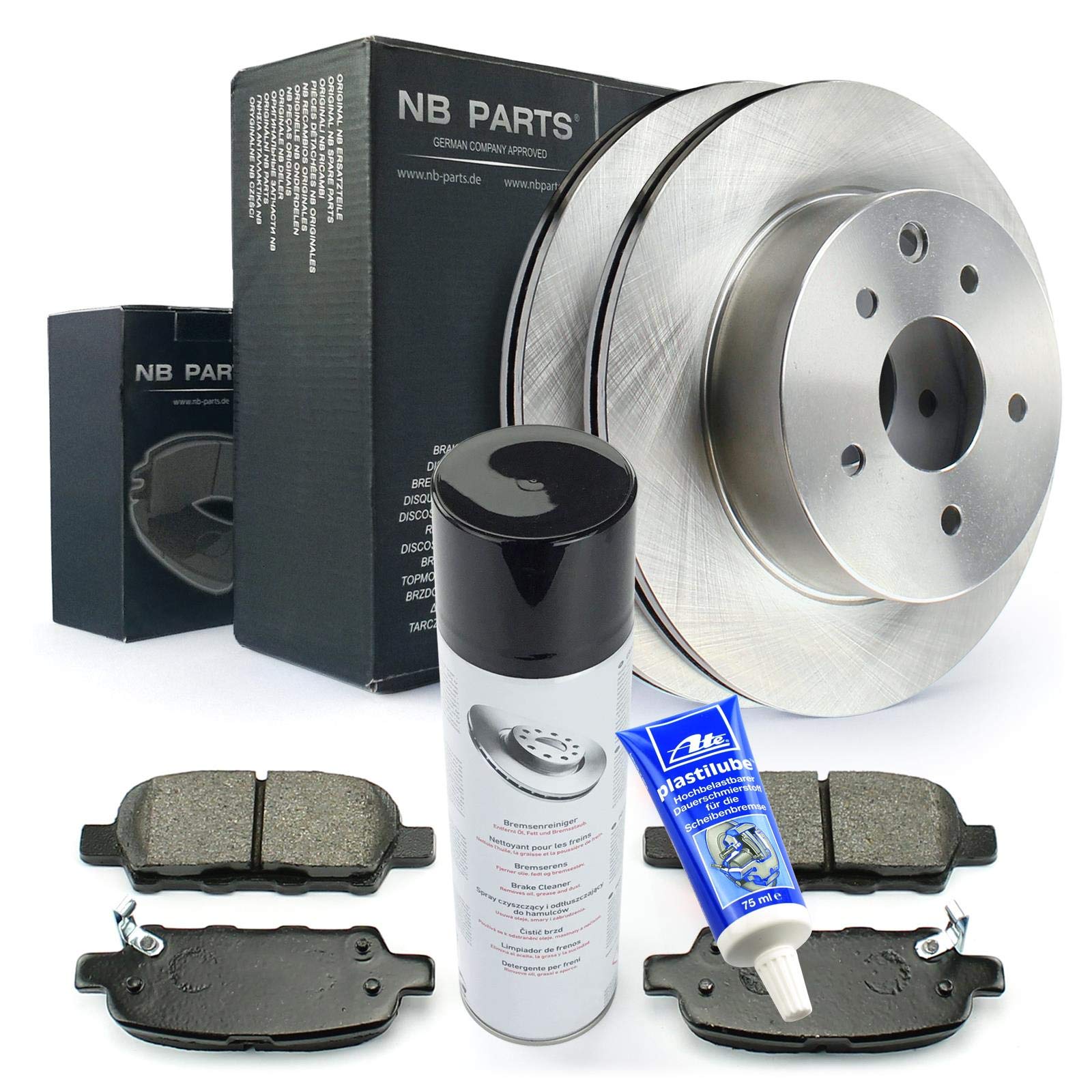 Bremsen/Bremsscheiben + Bremsbeläge hinten + Bremsenreiniger + Plastilube NB PARTS GERMANY 10046484 Bremsen/Bremsscheiben + Bremsbeläge hinten + Bremsenreiniger + Plastilube NB PARTS GERMANY 10046484 von NB PARTS