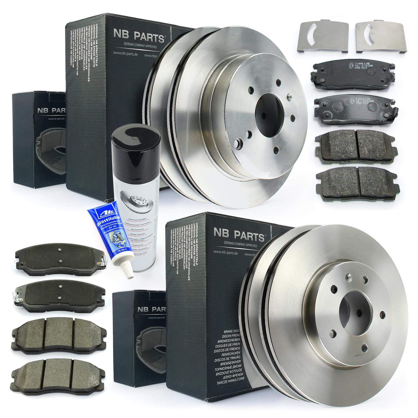 Bremsen/Bremsscheiben + Bremsbeläge vorne + hinten + Bremsenreiniger + Plastilube NB PARTS GERMANY 10046486 Bremsen/Bremsscheiben + Bremsbeläge vorne + hinten + Bremsenreiniger + Plastilube NB PARTS GERMANY 10046486 von NB PARTS