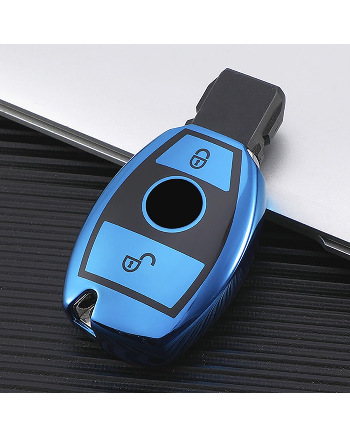 SchlüSsel GehäUse Für Benz C180 GLK300 W203 W204 W212 Für CLS CLK Für CLA SLK CSE Klasse 2 3 Tasten TPU Autoschlüsseletui Abdeckung Shell SchlüSsel GehäUse(2 Buttons Blue) von NBHGFF