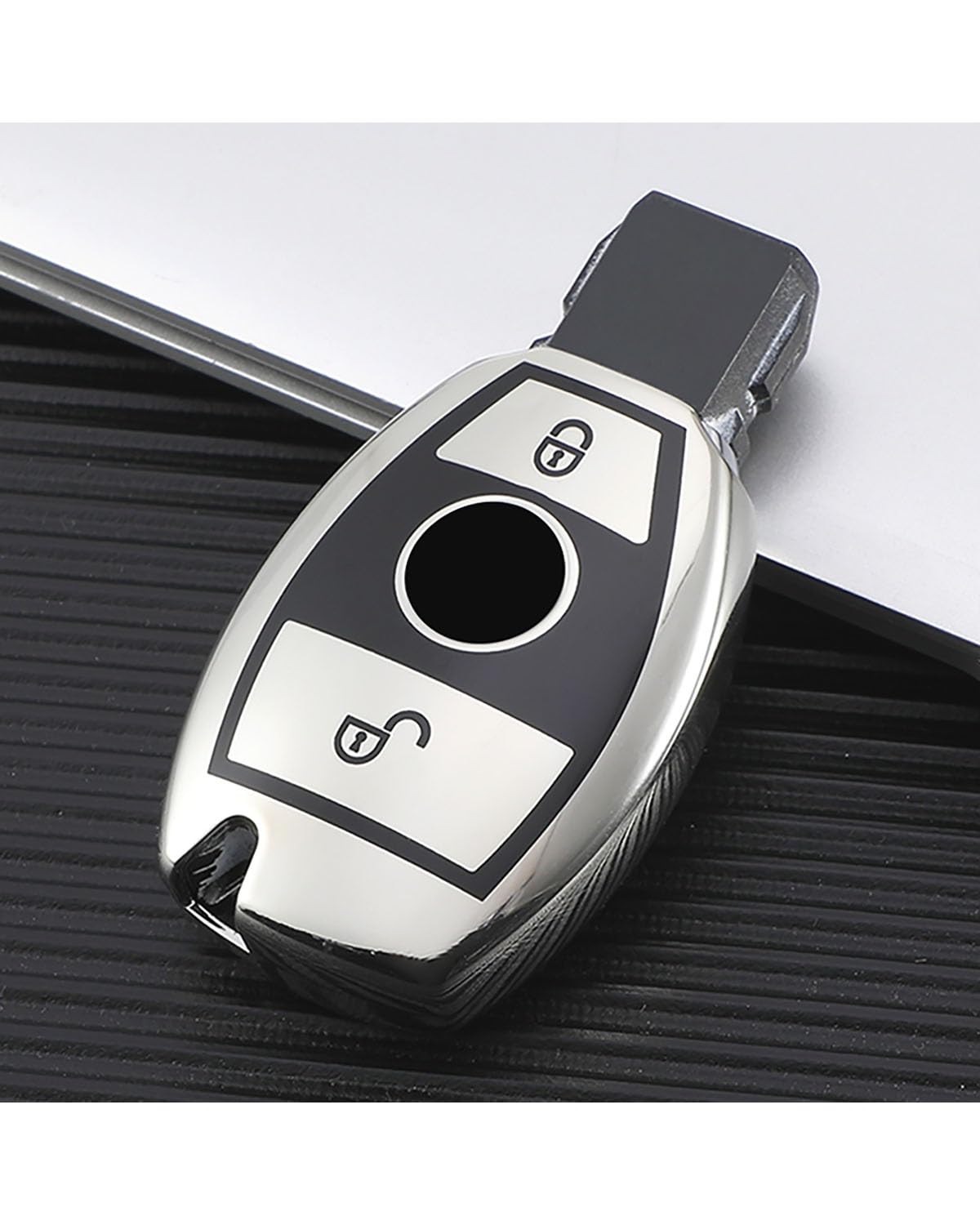 SchlüSsel GehäUse Für Benz C180 GLK300 W203 W204 W212 Für CLS CLK Für CLA SLK CSE Klasse 2 3 Tasten TPU Autoschlüsseletui Abdeckung Shell SchlüSsel GehäUse(2 Buttons Silver) von NBHGFF
