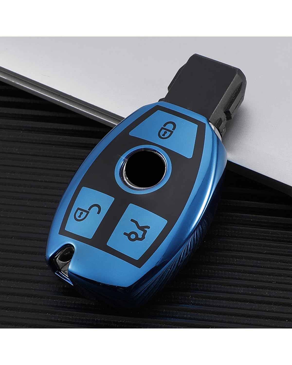 SchlüSsel GehäUse Für Benz C180 GLK300 W203 W204 W212 Für CLS CLK Für CLA SLK CSE Klasse 2 3 Tasten TPU Autoschlüsseletui Abdeckung Shell SchlüSsel GehäUse(3 Buttons Blue) von NBHGFF