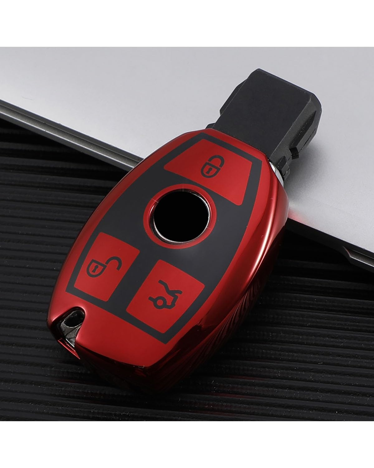 SchlüSsel GehäUse Für Benz C180 GLK300 W203 W204 W212 Für CLS CLK Für CLA SLK CSE Klasse 2 3 Tasten TPU Autoschlüsseletui Abdeckung Shell SchlüSsel GehäUse(3 Buttons Red) von NBHGFF