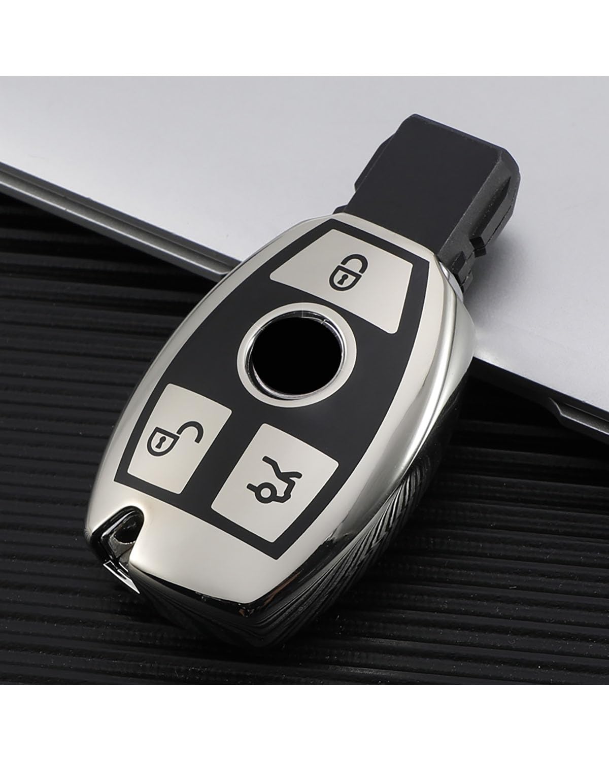SchlüSsel GehäUse Für Benz C180 GLK300 W203 W204 W212 Für CLS CLK Für CLA SLK CSE Klasse 2 3 Tasten TPU Autoschlüsseletui Abdeckung Shell SchlüSsel GehäUse(3 Buttons Silver) von NBHGFF