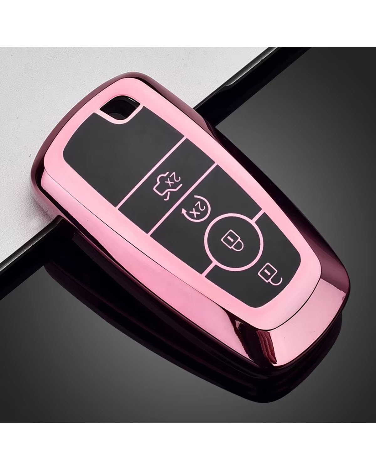 SchlüSsel GehäUse Für Ford Für F150 F250 F350 Fusion Für Mustang Für Explorer Mondeo Fiesta Für Ranger TPU Autoschlüsseletui Abdeckung Shell SchlüSsel GehäUse(A-Pink) von NBHGFF
