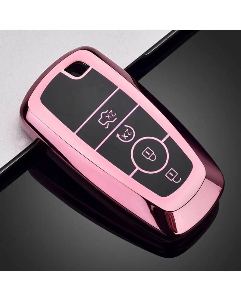 SchlüSsel GehäUse Für Ford Für F150 F250 F350 Fusion Für Mustang Für Explorer Mondeo Fiesta Für Ranger TPU Autoschlüsseletui Abdeckung Shell SchlüSsel GehäUse(A-Pink) von NBHGFF