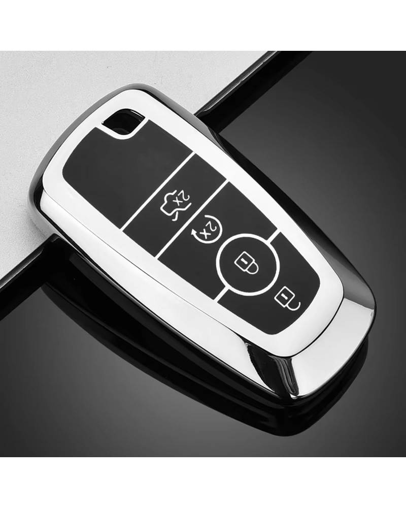 SchlüSsel GehäUse Für Ford Für F150 F250 F350 Fusion Für Mustang Für Explorer Mondeo Fiesta Für Ranger TPU Autoschlüsseletui Abdeckung Shell SchlüSsel GehäUse(A-Sliver) von NBHGFF