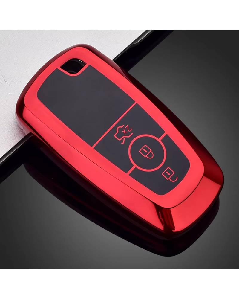 SchlüSsel GehäUse Für Ford Für F150 F250 F350 Fusion Für Mustang Für Explorer Mondeo Fiesta Für Ranger TPU Autoschlüsseletui Abdeckung Shell SchlüSsel GehäUse(B-Red) von NBHGFF