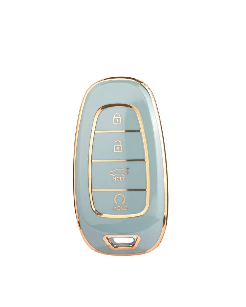 SchlüSsel GehäUse Für Hyundai Für Tucson Für Santa FE 2021 2022 TPU Autoschlüssel Shell Case Fob 4 Tasten Schlüsselabdeckung Teil SchlüSsel GehäUse(Green) von NBHGFF