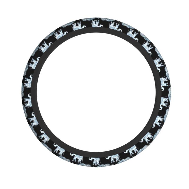 Elastischer Lenkradbezug, Elefanten-Blau, Schwarz, passend für die meisten Autos, SUVs, LKWs, stilvolles Innenzubehör von NBRIEU