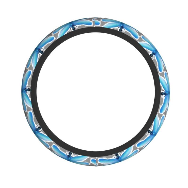 Elastischer Lenkradbezug mit Libellen-Druck, passend für die meisten Autos, SUVs, LKWs, stilvolles Innenzubehör von NBRIEU