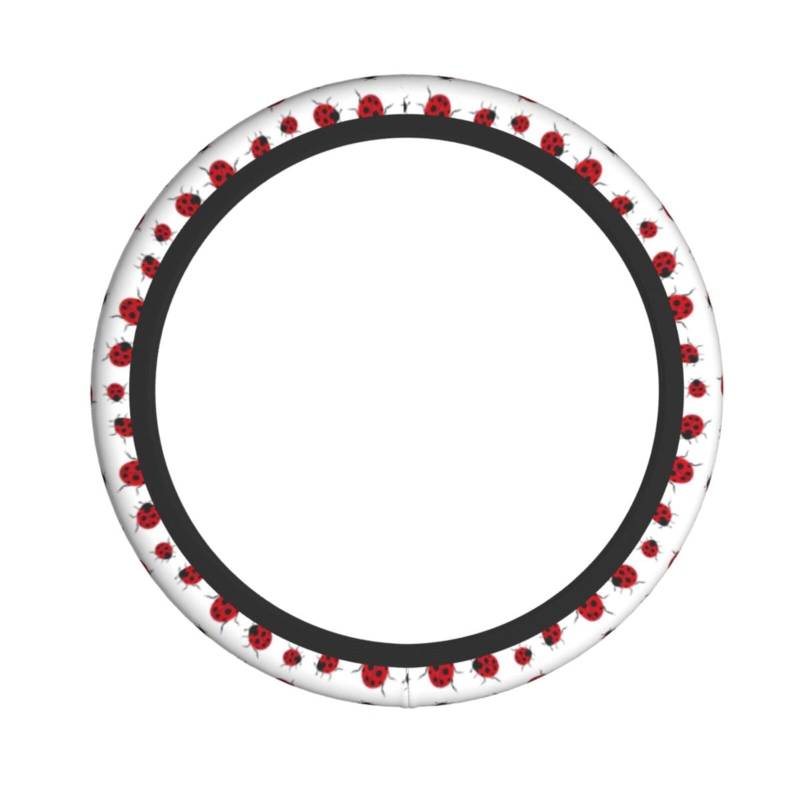 Elastischer Lenkradbezug mit Marienkäfer-Muster, passend für die meisten Autos, SUVs, LKWs, elegantes Innenzubehör von NBRIEU
