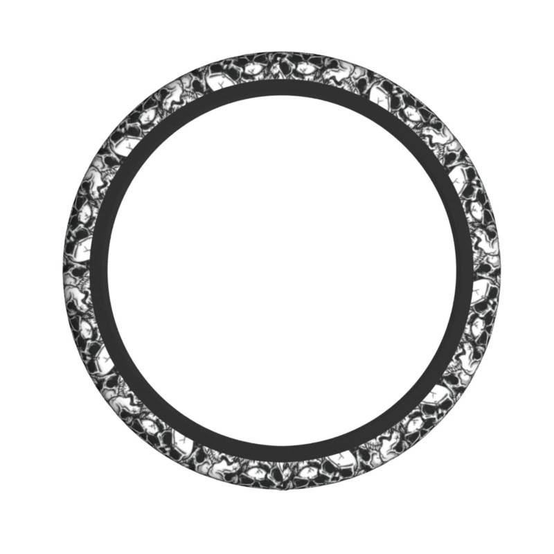 Elastischer Lenkradbezug mit Totenkopf-Druck, passend für die meisten Autos, SUVs, LKWs, stylisches Innenzubehör von NBRIEU