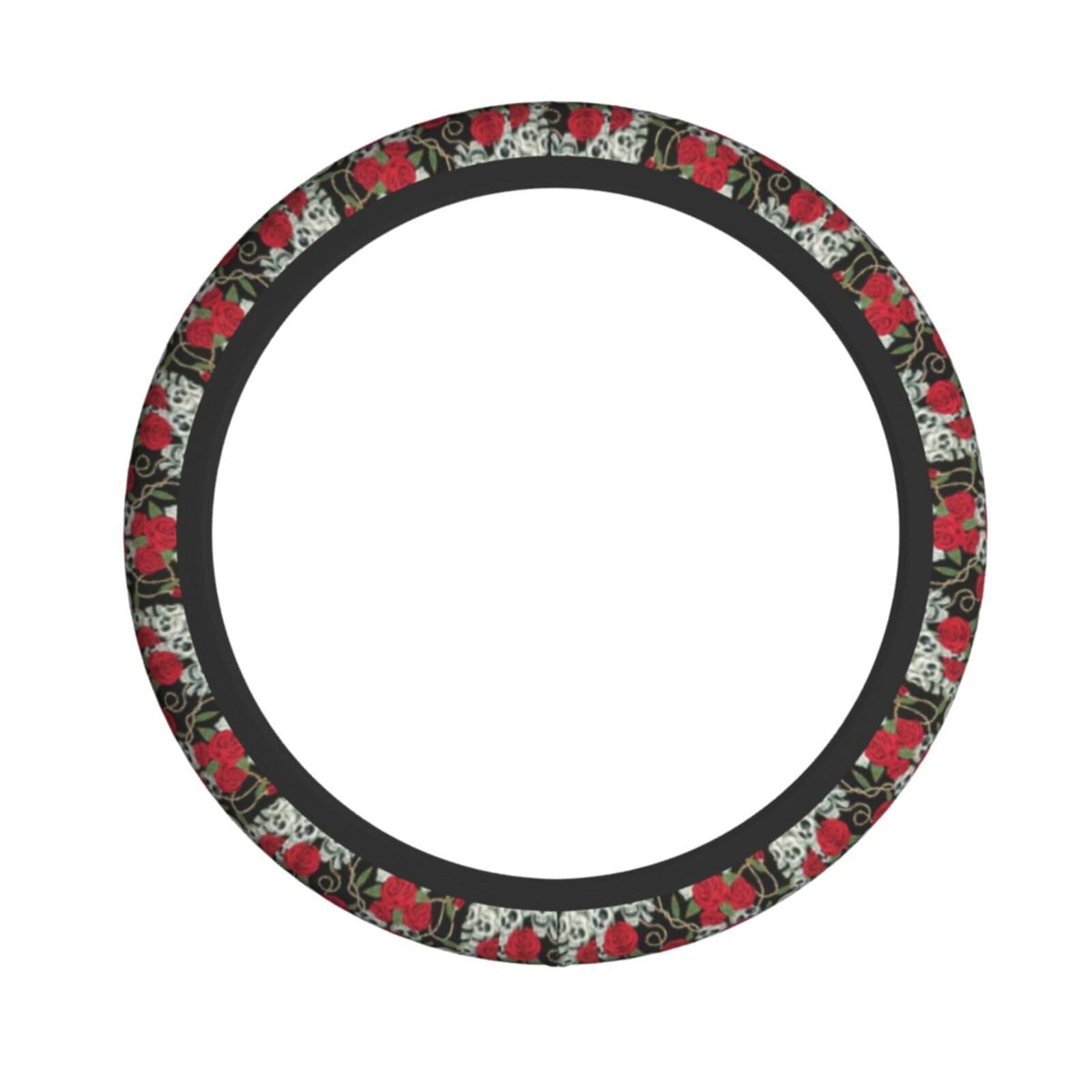 Elastischer Lenkradbezug mit Totenkopf und roter Rose, passend für die meisten Autos, SUVs, LKWs, stilvolles Innenzubehör Elastischer Lenkradbezug mit Totenkopf und roter Rose, passend für die meisten Autos, SUVs, LKWs, stilvolles Innenzubehör von NBRIEU