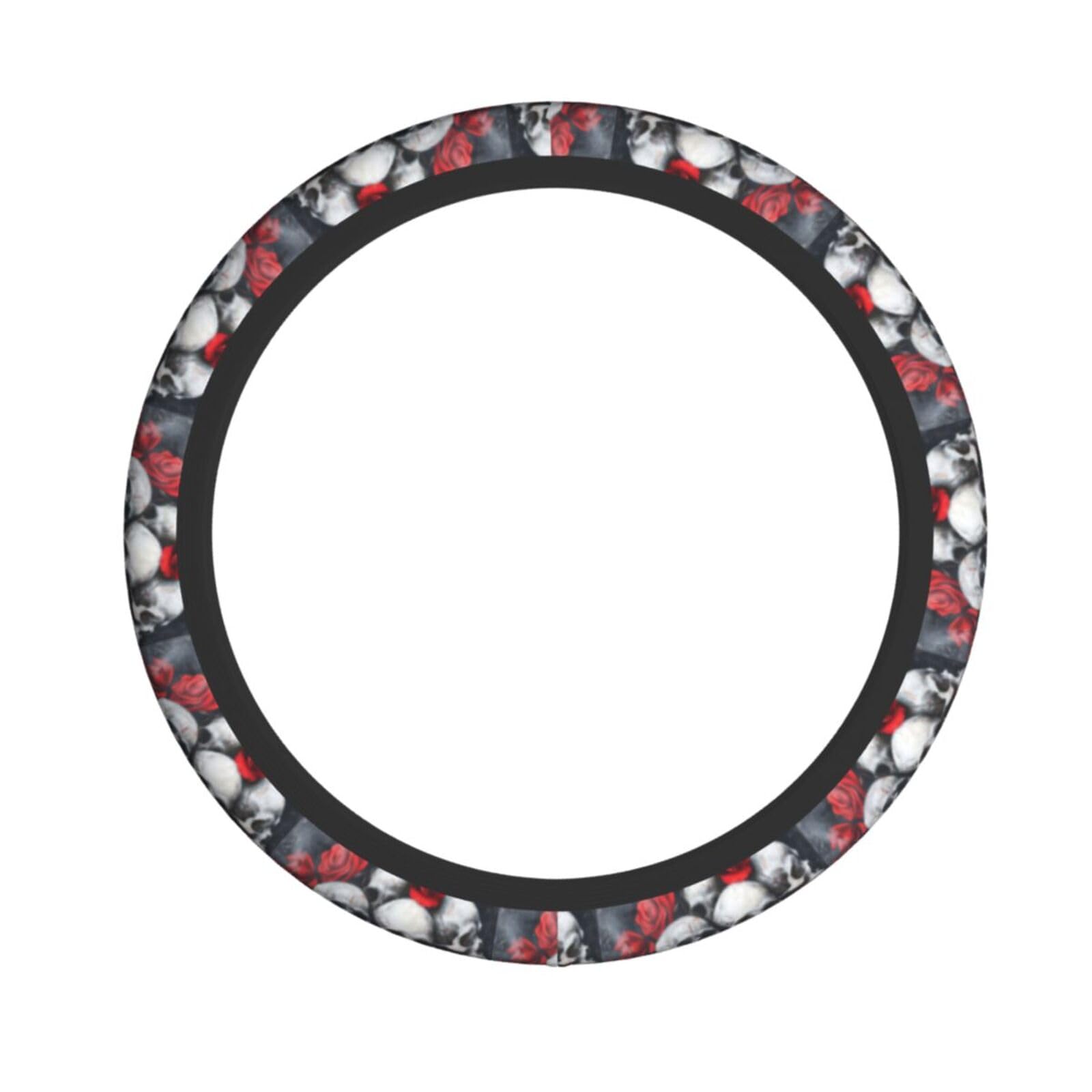 Elastischer Lenkradbezug mit Totenkopf und roter Rose, passend für die meisten Autos, SUVs, LKWs, stylisches Innenzubehör Elastischer Lenkradbezug mit Totenkopf und roter Rose, passend für die meisten Autos, SUVs, LKWs, stylisches Innenzubehör von NBRIEU