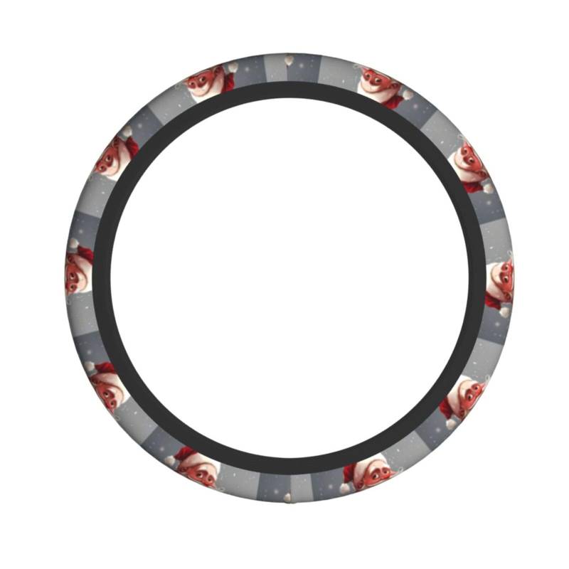 Elastischer Lenkradbezug mit Weihnachtsmann-Druck, passend für die meisten Autos, SUVs, LKWs, elegantes Innenzubehör von NBRIEU