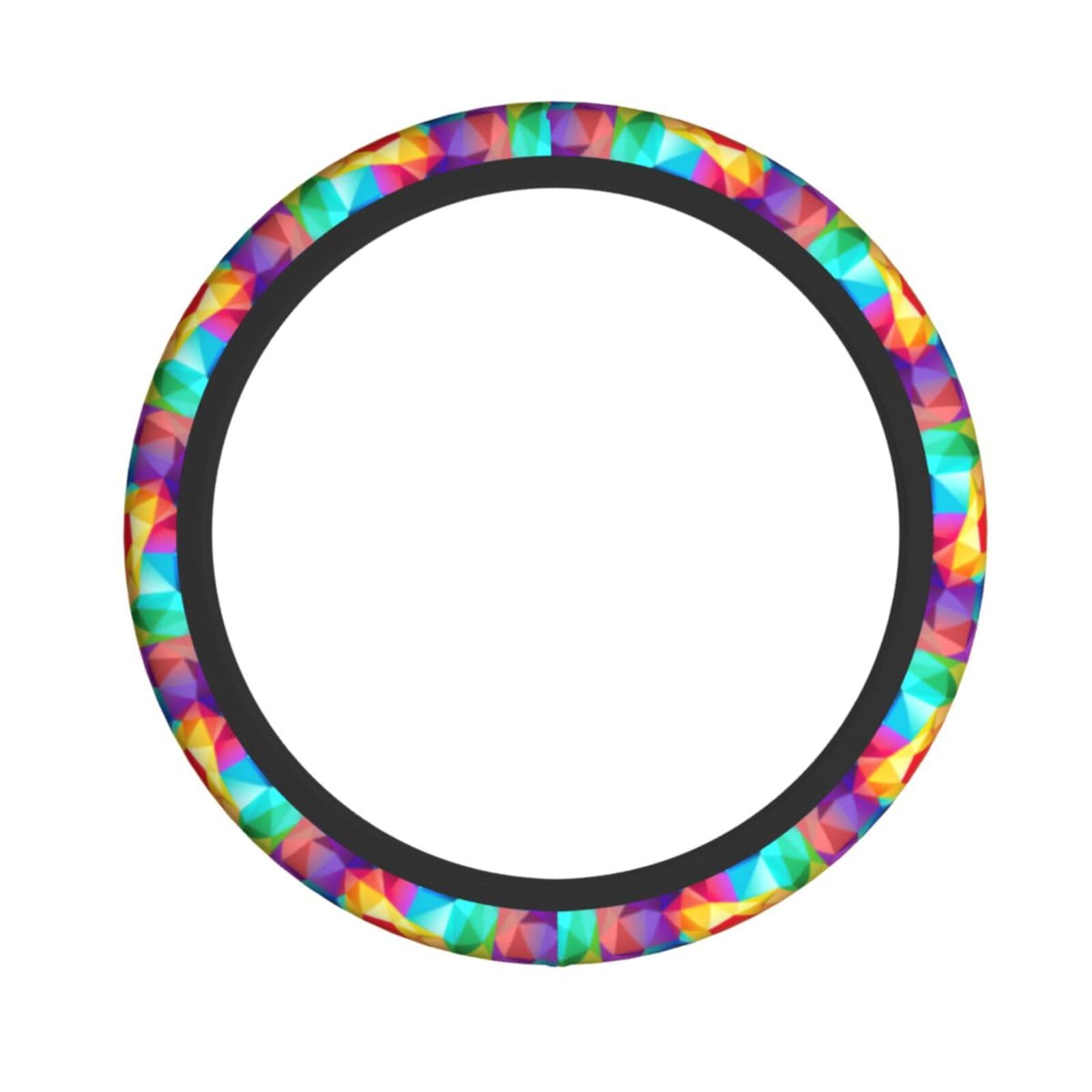 Elastischer Lenkradbezug mit geometrischem Regenbogen-Druck, passend für die meisten Autos, SUVs, LKWs, stilvolles Innenzubehör Elastischer Lenkradbezug mit geometrischem Regenbogen-Druck, passend für die meisten Autos, SUVs, LKWs, stilvolles Innenzubehör von NBRIEU