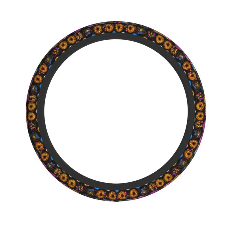 Elastischer Lenkradbezug mit rosa Totenkopf-Druck, passend für die meisten Autos, SUVs, LKWs, elegantes Innenzubehör von NBRIEU