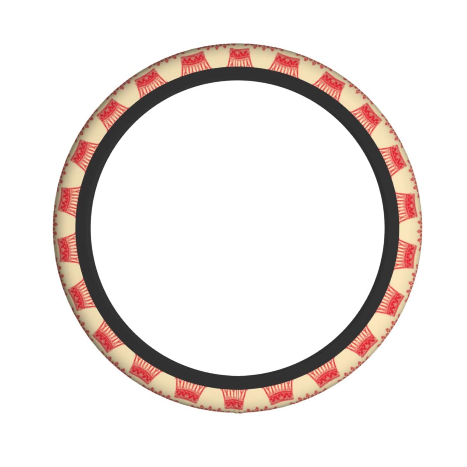 Elastischer Lenkradbezug mit rotem Kronendruck, passend für die meisten Autos, SUVs, LKWs, elegantes Innenzubehör Elastischer Lenkradbezug mit rotem Kronendruck, passend für die meisten Autos, SUVs, LKWs, elegantes Innenzubehör von NBRIEU