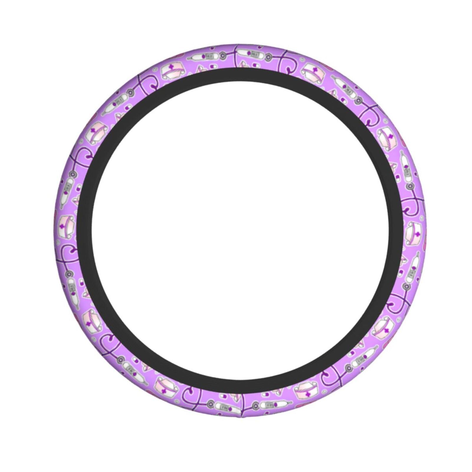 Elastischer Lenkradbezug mit violettem Muster für Krankenschwestern, passend für die meisten Autos, SUVs, LKWs, stilvolles Innenzubehör Elastischer Lenkradbezug mit violettem Muster für Krankenschwestern, passend für die meisten Autos, SUVs, LKWs, stilvolles Innenzubehör von NBRIEU