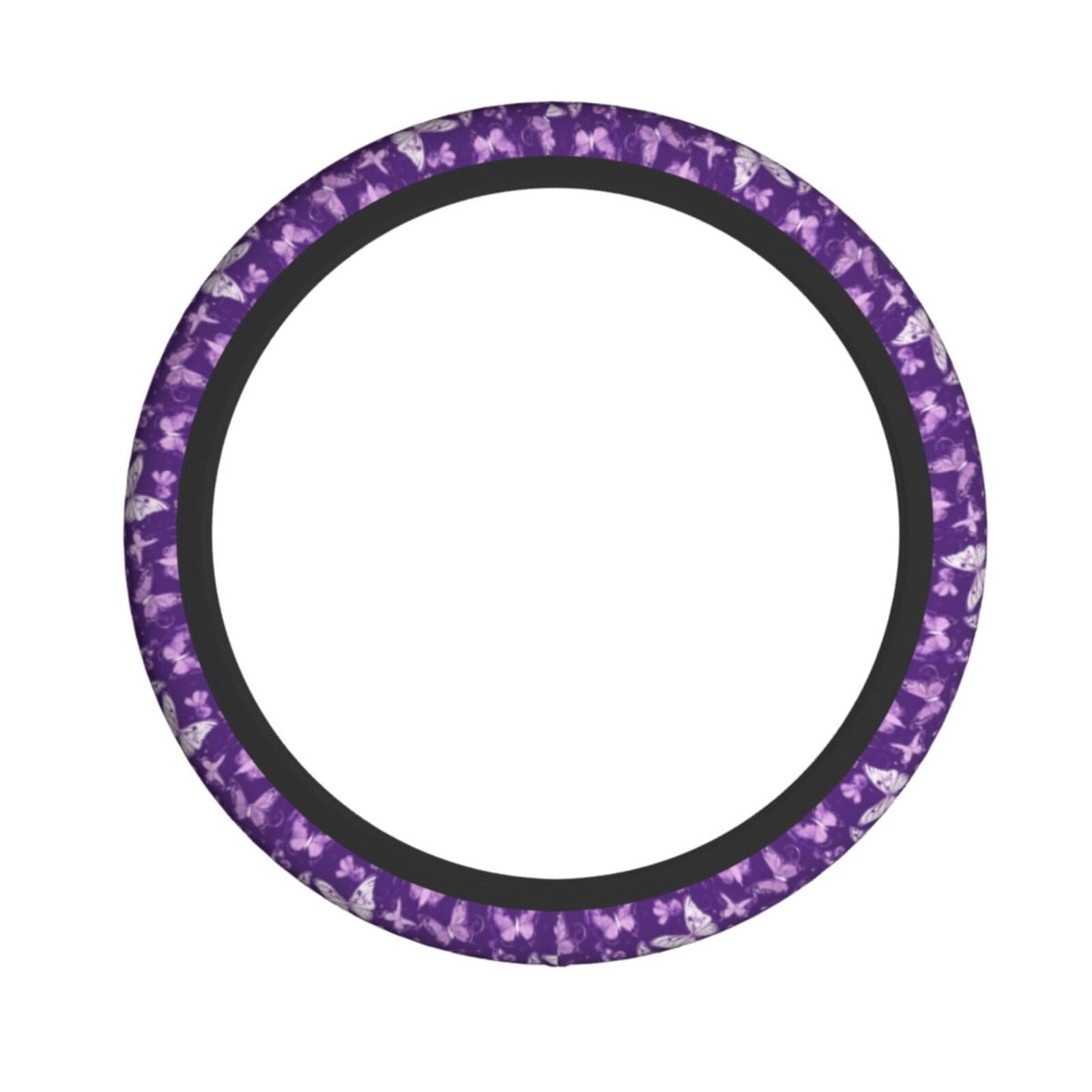 Elastischer Lenkradbezug mit violetten Schmetterlingen, passend für die meisten Autos, SUVs, LKWs, stilvolles Innenzubehör Elastischer Lenkradbezug mit violetten Schmetterlingen, passend für die meisten Autos, SUVs, LKWs, stilvolles Innenzubehör von NBRIEU