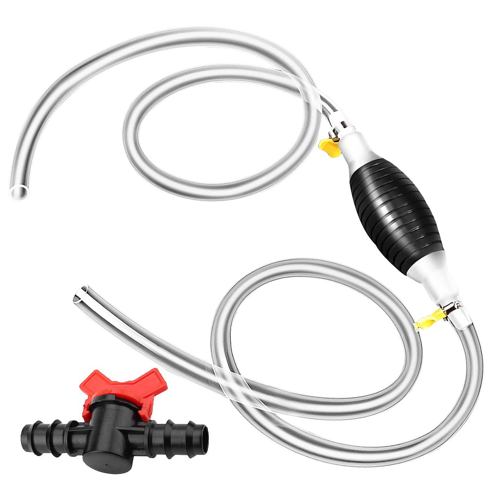 NCOALE Handpumpe Wasser, 1.5M Benzinpumpe Set Umfüllpumpe Öl Absaugpumpe Schüttelpumpe Schlauchpumpe mit Schlauch und Metallklammer, Regelventil, Flüssigkeitssauger für Benzin, Wasser, Flüssigkeits NCOALE Handpumpe Wasser, 1.5M Benzinpumpe Set Umfüllpumpe Öl Absaugpumpe Schüttelpumpe Schlauchpumpe mit Schlauch und Metallklammer, Regelventil, Flüssigkeitssauger für Benzin, Wasser, Flüssigkeits von NCOALE
